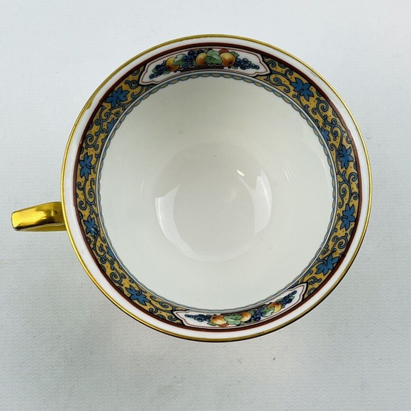 Thomas Bavaria Harvest Footed Cup & Saucer Set Fruit Blue Scroll Gold Rim - Picture 6 of 15